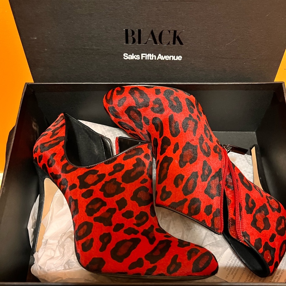 Red & Black Leopard print stiletto bootie